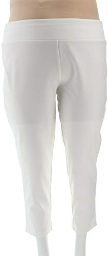 Bob Mackie Petite Pontichine Pull-On Ankle Pants Ivory PL New A310825