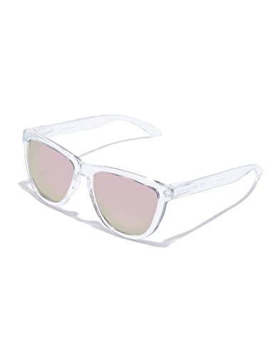 Hawkers ONE POLARIZED, Occhiali da sole Unisex - Adulto, Raw Trasparente/Oro Rosa Polarizzato, Taglia unica