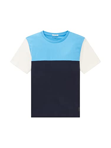 TOM TAILOR Jungen Kinder T-Shirt mit Colorblock 1034956, Blau, 176