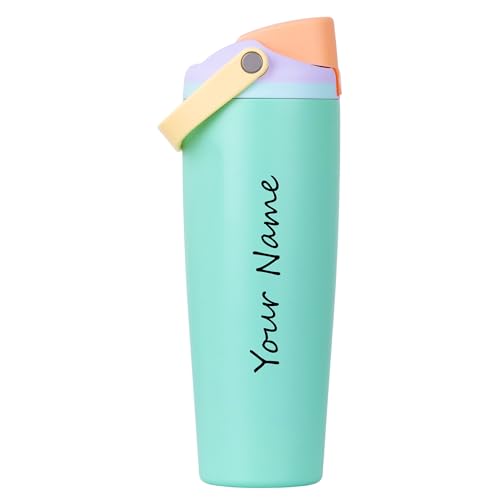 Image of Personalised with Your Name, 900ml Tumbler with Stainless Steel Double Wall Insulated Cup | Leakproof Sipper Mug for Hot-Cold Drinks |Coffee - WaterTumbler (Aqua)