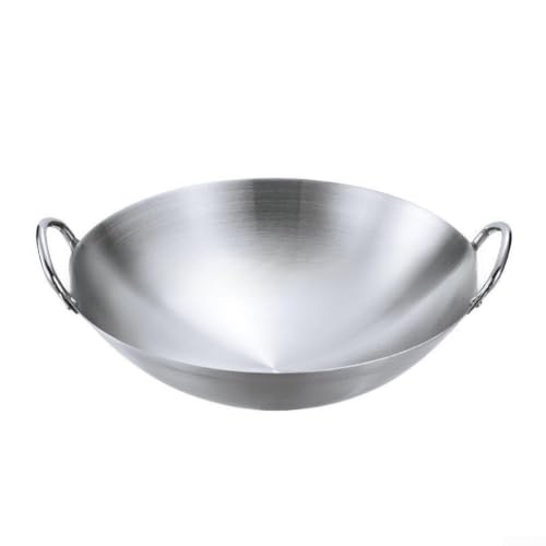 HomeVortex Sartén de chef de acero inoxidable 304, sin revestimiento, doble mango para estufa de gas, ideal para freír y freír, 24 cm (32 cm)