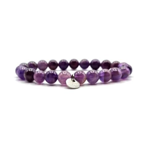 KARDINAL WEIST Amethyst Bracelet Semi-Precious Beads Natural Stone Jewellery for Talisman - Fortune - Dreams, XL, Stone, Amethyst Cover