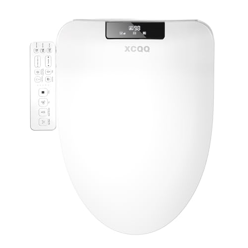 Bidet Toilet Seat Oval Elongated,Heated Toilet Seat with Bidet,Smart Electric Bidet Toilet Seat with Wireless Remote,Soft Close Toilet Lid,Adjustable Warm Water Oscillating Wash,Air Dryer,NightLight