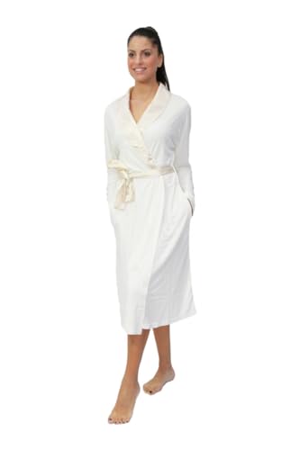 Peignoir en modal de luxe croisé avec des finitions en satin