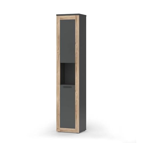 Vicco Hochschrank Anthrazit Niko 40x194x34 cm - Wäscheschrank, Viel Stauraum von Oben bis unten – ideal für Handtücher & Pflegeprodukte