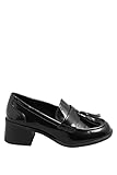 Yours - Patent Heeled Tassel Loafers in Extra Wide Eee Fit - Women's Black