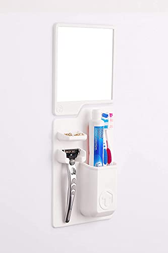 Tooletries - The Harvey Toothbrush & Razor Holder - Silicone Toiletry Organizer, Shower & Bathroom Accessory - Features Silicone-Grip Technology, Removable & Reusable - White - Thumbnail 5