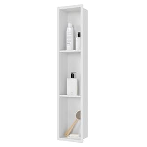 Stainless Steel Shower Niche 8″ X 36″, No Tile Needed Wall Niche Three-Tier, Recessed Shower Shelf for Bathroom Storage, Matte White