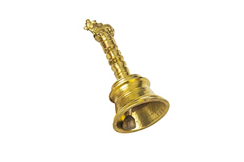 Image of Spillbox Brass Bell /Ghanti for Pooja|Handmade Indian Prayer Bell for Aarti|Pure Brass Hindu Puja Ghanti for Mandir Use /Worship for Temple & Home - 5 Inch Nandi