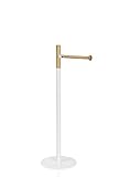 Material: Metal y madera. ANDREA HOUSE - Portarrollos de pie con almacenaje de Madera y Metal Blanco Ø17x54,5cm