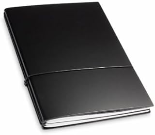 X17 Notizbuch A5, schwarz; aus recyceltem Leder. Austauschbare Notizhefte (blanko,kariert) mit Doppeltasche, Made in Germany
