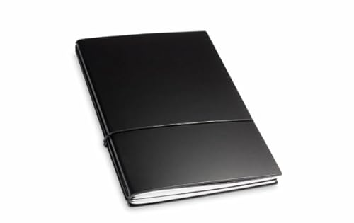 X17 Notizbuch A5, schwarz; aus recyceltem Leder. Austauschbare Notizhefte (blanko,kariert) mit Doppeltasche, Made in Germany
