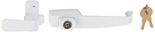 Wright Products - Heavy Duty Tie Down Keyed Push Button Door Latch for Screen and Storm Doors, White