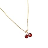 Collar ajustable con colgante de cereza, tono dorado, regalo de cumpleaños perfecto para mujeres