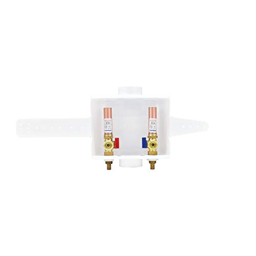 Image of Eastman 1 /2 Inch Crimp PEX Connection, White Center Drain Washing Machine Outlet Box with Hammer Arrestors, 60247