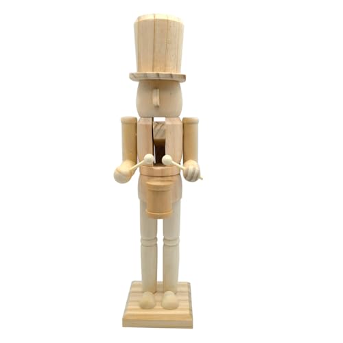 Cabilock Christmas Wooden Unfinished Nutcracker Figures Nutcracker Puppet Ornament Kit Unpainted Soldier Nutcracker to Paint DIY Blank Paint Toy 38cm