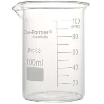 Cole-Parmer Elements Low-Form Beaker, Glass, Griffin Style, Graduated, 1500 mL; 2/Pk