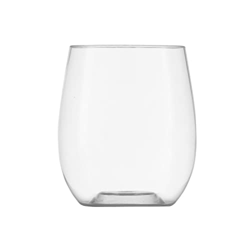 DECORLINE Verres à vin plastique sans pied | 355 ml lot de 24 | Gobelets à vin réutilisables | Verres à boire sans BPA | Idéal pour le vin rouge et blanc,...