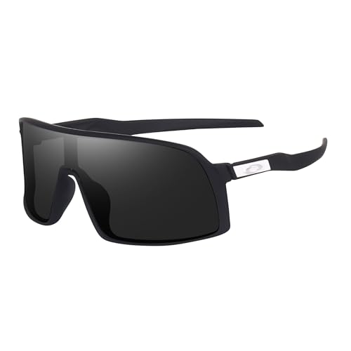 Image of IFLASH Non Polarized Mirrored Oversized Sports Sunglasses for Men Women, Outdoor Cricket Cycling Hiking Fishing Running Driving Baseball UV 400 Protection Anti Glare Goggles (BLACK)