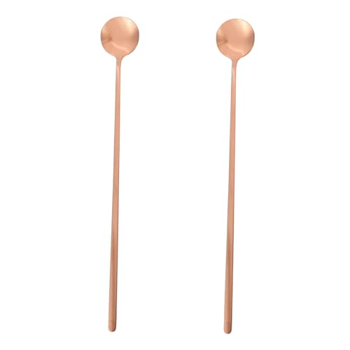 KICHOUSE Long-handled Stirring Spoon 2pc Stainless Steel Dessert Spoons Elegant for Tea Coffee