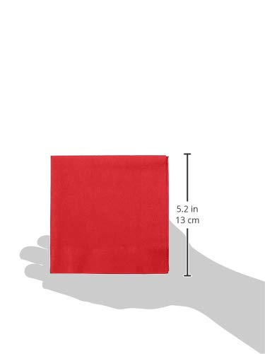 Amazon Basics Embossed Beverage Napkin, 2-Ply, 1/4 Fold, 9.5" x 9.5", Red, 1000-Count