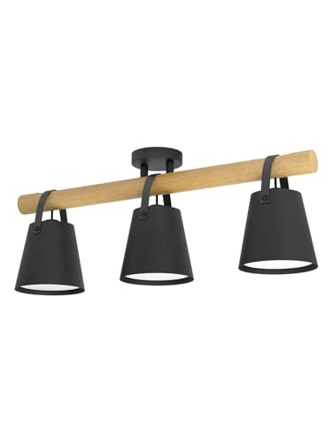 Plafonnier moderne design bois 3 lumières GL0161 éclairage salon