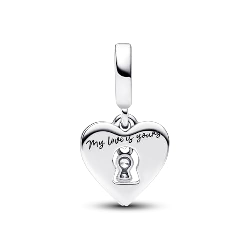 PANDORA Moments Red Heart & Keyhole Double Dangle Charm - Sterling Silver Charm with Cubic Zirconia & Red Enamel - Jewelry for Women - Includes Gift Box3
