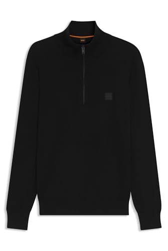 BOSS Hommes Kanobix S Pull en Coton et Cachemire avec Encolure zippée