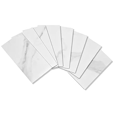 STICKGOO 100-Pieces Peel and Stick Backsplash, 3" x 6" PVC Wall Tile, Marble White Stick on Backsplash for Kitchen/Bathroom/Fireplace
