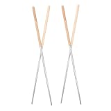 WEKADRIN 2 pares Palillos Chinos Reutilizables de Madera con Mango Resistentes y Antideslizantes para Cocinar Fideos y Olla Caliente