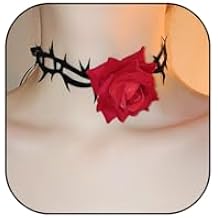 Rose Flower Choker Necklace for Women Adjustable Velvet Big Large Floral Collar Necklace Exaggerated Spider Web Necklace Goth Halloween Costume Gift