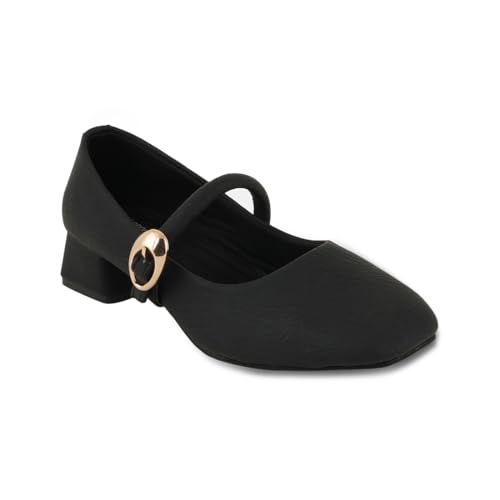 Image of DROP BOLD Khaki Square Toe Mary Jane Block Heel Show For Women & Girls