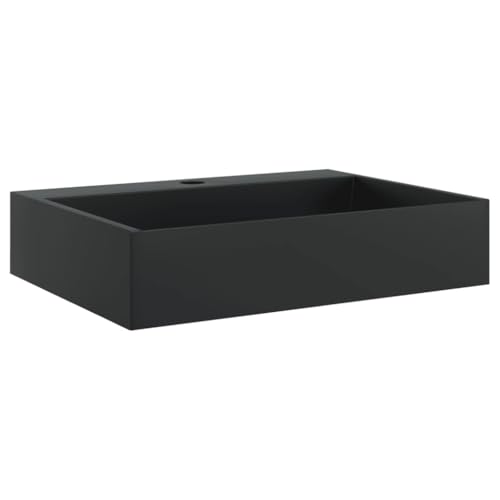 vidaXL Vasque 50x38x11 cm Fonte minérale/marbre Noir Mat