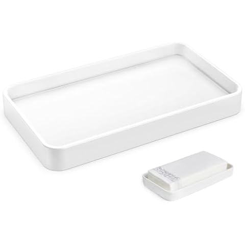 Gurygo 10" Countertop and Vanity Tray – Soap Dispenser Tray - Bathroom Tray - Kitchen Tray for Soap Bottles - Ceramic Vanity Tray for Bathroom Counter Organization - Kitchen Tray(White, Set/1)… Cover