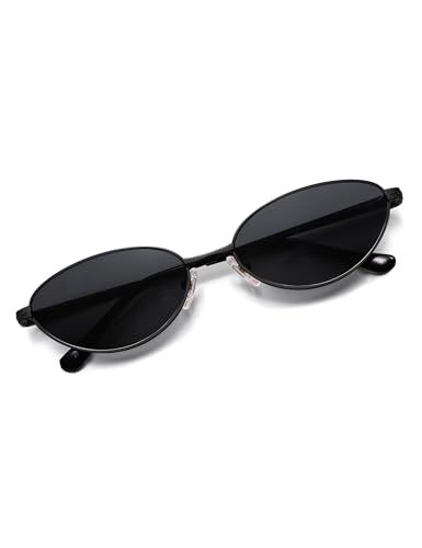 Retro Oval Cat Eye Sunglasses for Women, Vintage Metal Frame with Spring Hinge, Trendy Fashion Glasses AP3730