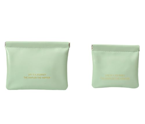 Bombinate 【2パック】 小物収納ポーチバネ口ポーチ ミニポーチ 小さめ 可愛い メイクポーチ 持ち運び 化粧ポーチ 人気 生理用品 ポーチ ナプキン入れ ポーチ 小学生 リップポーチランキング (グリーン)