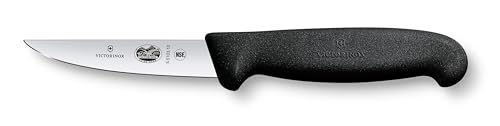 Victorinox Fibrox Schälmesser für Gemüse und Obst, Kleines Ausbeinmesser für Fleisch, 10 cm, Gerade Klinge, Scharf, Rostfreier Stahl, Schwarz