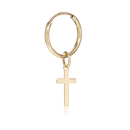 Créoles gothiques avec croix en or jaune 8 carats NKlaus pour un style alternatif élégant