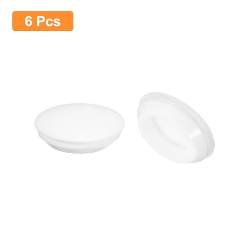 Image of uxcell 6 Pcs Silicone Plugs, Rubber Round Snap in Locking Hole Plugs for 35-38mm Hole, Hole Stoppers Waterproof Hole Plug for Metal Tube, Furniture End Caps Inserts, White
