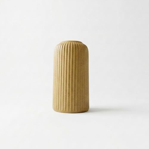 Image of KREATIVE ART'S Modern Ribbed Design Ceramic Flower Vase for Living Room, Flower Pots for Artificial Flower, Home Decoration Item, Home Decor, Vases for Living Room (Textured Brown, Small)