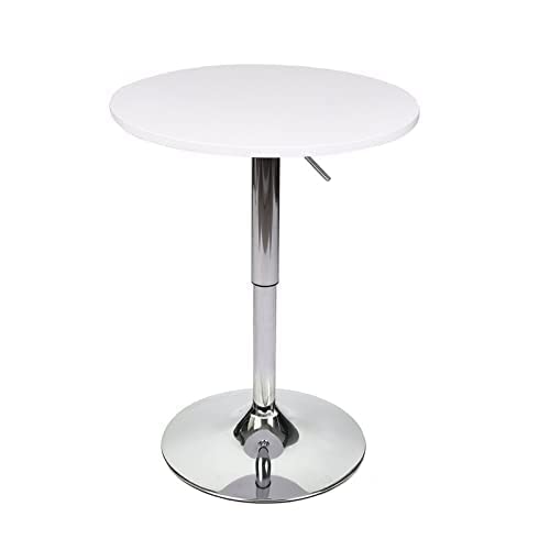 Magshion Stool 23.6'' Round Adjustable Height Wood Bar Pub Table White #TOP6