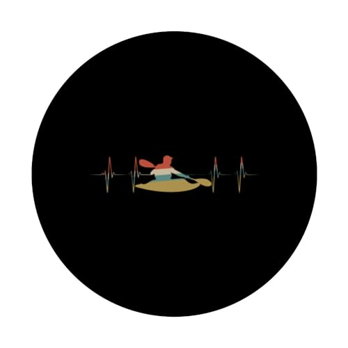 Playboating Heartbeat Retro ECG EKG Kayaker PopSockets Swappable PopGrip, Black - Image 3