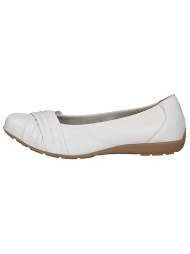 CAPRICE Damen Ballerinas aus Leder Bequem, Weiß (White Deer), 42 EU – Ansicht 4