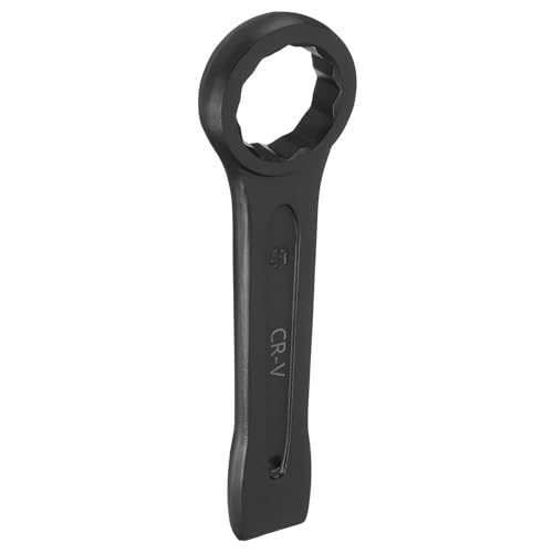 sourcing map Slogging Box End Striking Ring Wrench 41mm Metric CR-V Steel 12-Point Flat Strike Wrench Baking Paint Single Head Spanner Hand Tool for Mechanical Automotive Repair