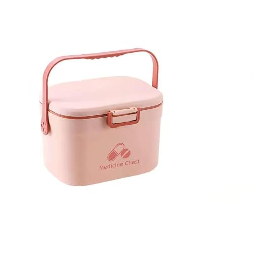 Image of Cyrank First Aid Box, Empty Medicine Box Portable Medicine Container Organizer Storage Box 2 Layer Home First Aid Box for Home Office(Pink)