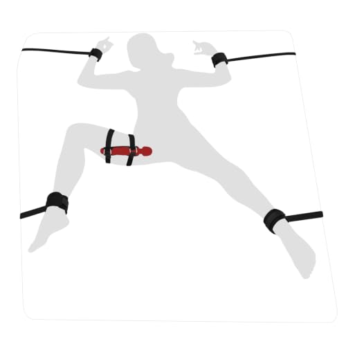 BDSM Kit Sex Bondage Bed Restraints & Vibrator Holder Harness 4 Straps Tie Down Handcuffs Ankle Cuffs Set & Wand Forced Belt for Women Couples Kinkly Beginner
