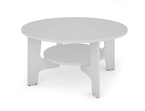 byLIVING Jonny Couchtisch/Melamin weiß/mit praktischem Ablageboden, Holzwerkstoff, D 80, H 42,5 cm