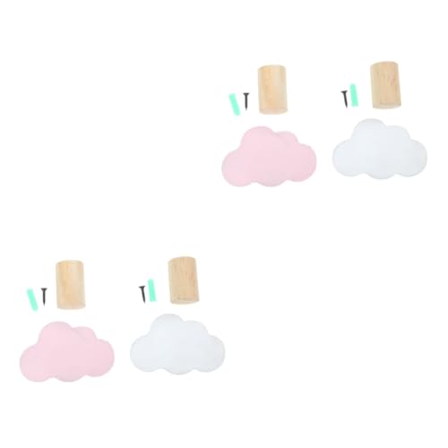 ABOOFAN 2sets Adorable Cloud Wooden Hooks Cute Hanging Wall Ornaments for Clothing Store for Organizing Hats Bags More Bedroom Living Decor 2pcs*2