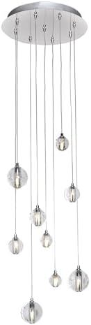 සමීප රූපය view of the ET2 Harmony E24506-91PC LED Pendant Light canopy and top of the suspended bubble glass spheres