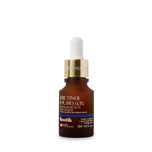 O Boticário Botik Sérum Facial Alta Potencia Retinol Puro para la Cara 0,3%, Aumenta Firmeza de la Piel en 2 semanas y Reduce Arrugas Vegan 15ml